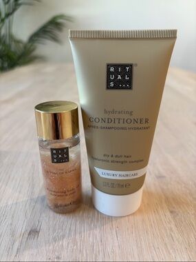 Mini Ritual of Karma Shimmering Body Oil (1oz) + Hair Conditioner (2.3oz) Bundle